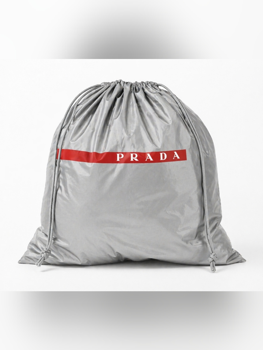 Prada Gray XL Nylon Drawstring Dust Bag Galleria Saffiano Handbag Tote Storage